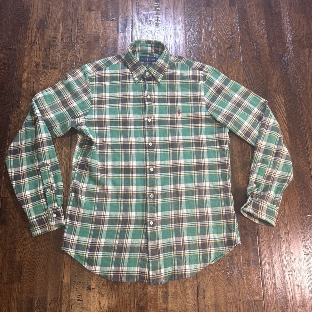 Polo Ralph Lauren Men’s Classic Fit Flannel Shirt – Green Plaid – Size M – EUC
